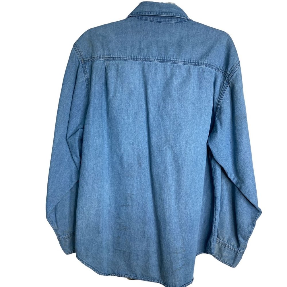 Paradise Point Vtg. Blue Denim "Coca-Cola" Shirt with Pointed Collar Size XL Y2K - Picture 2 of 13